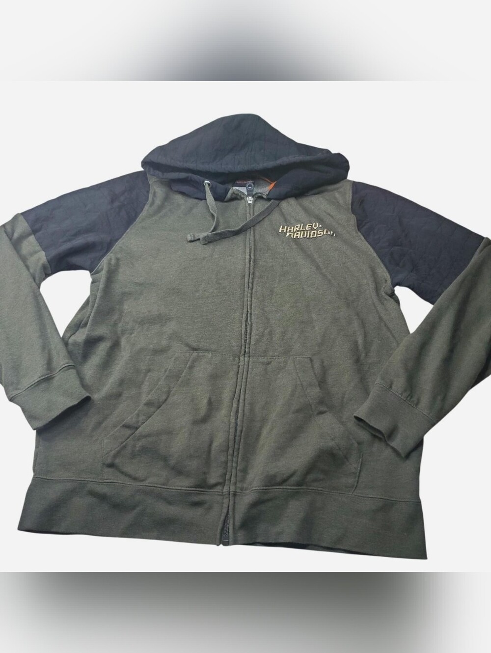 Harley Davidson Full Zip Hoodie Mens Large Colorblock Black Gray Las Vegas